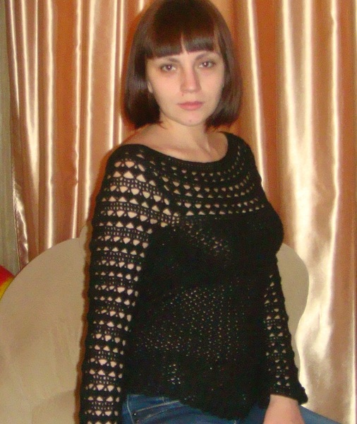 Кофточка крючком черная Кофточка крючком черная