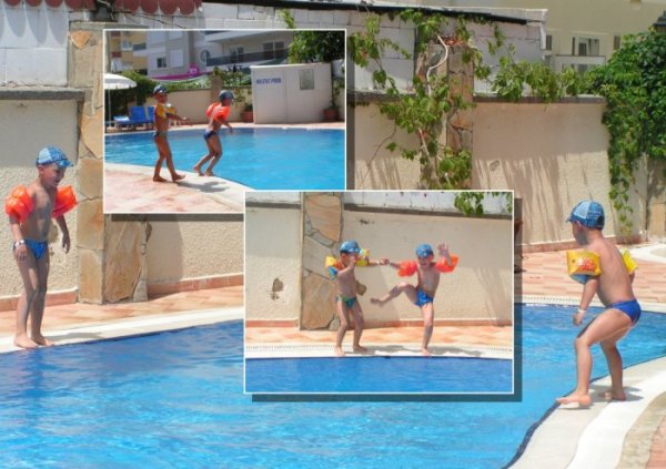 колбасимся у бассейна, коллаж сделан при помощи http://collage4you.com