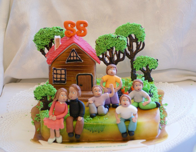 Год семьи торт. Торт с фигурками. Торт семья. Торт домик. Детский торт с домиком.