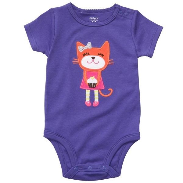 Short Sleeve Graphic Bodysuit "Carters" - размер: 3м  - цвет: фиолетовый - материал: 100% хлопок - артикул: 111-848 - цена: 240 рублей