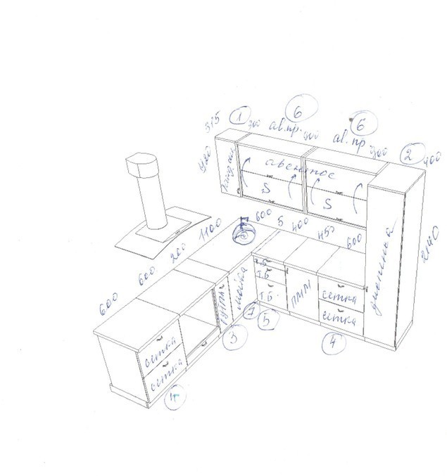 Как нарисовать проект кухни на бумаге - 86 фото