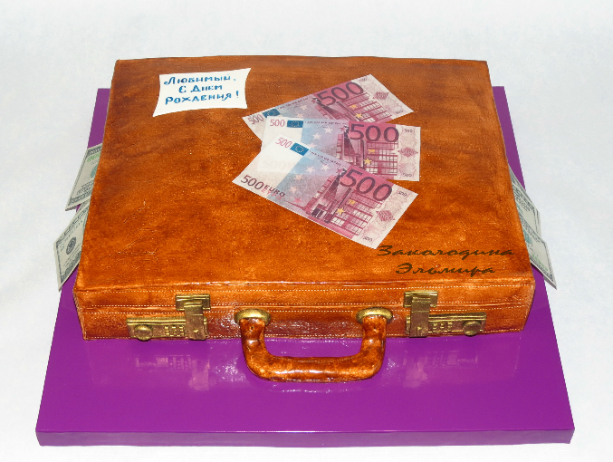 Торт чемодан с деньгами из крема без мастики