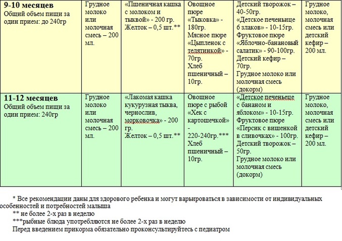 Сколько раз в день можно кормить ребенка кашей в 9 месяцев